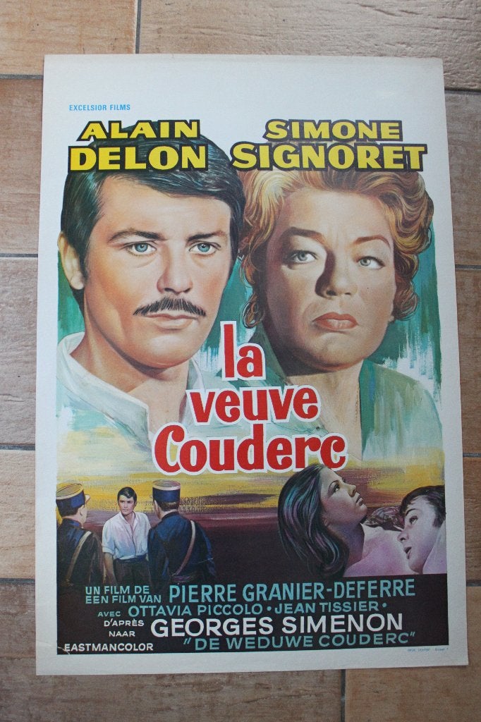 filmaffiche Alain Delon La veuve Couderc 1971 filmposter, Rechthoekig Staand, Ophalen of Verzenden, Zo goed als nieuw, A1 t/m A3
