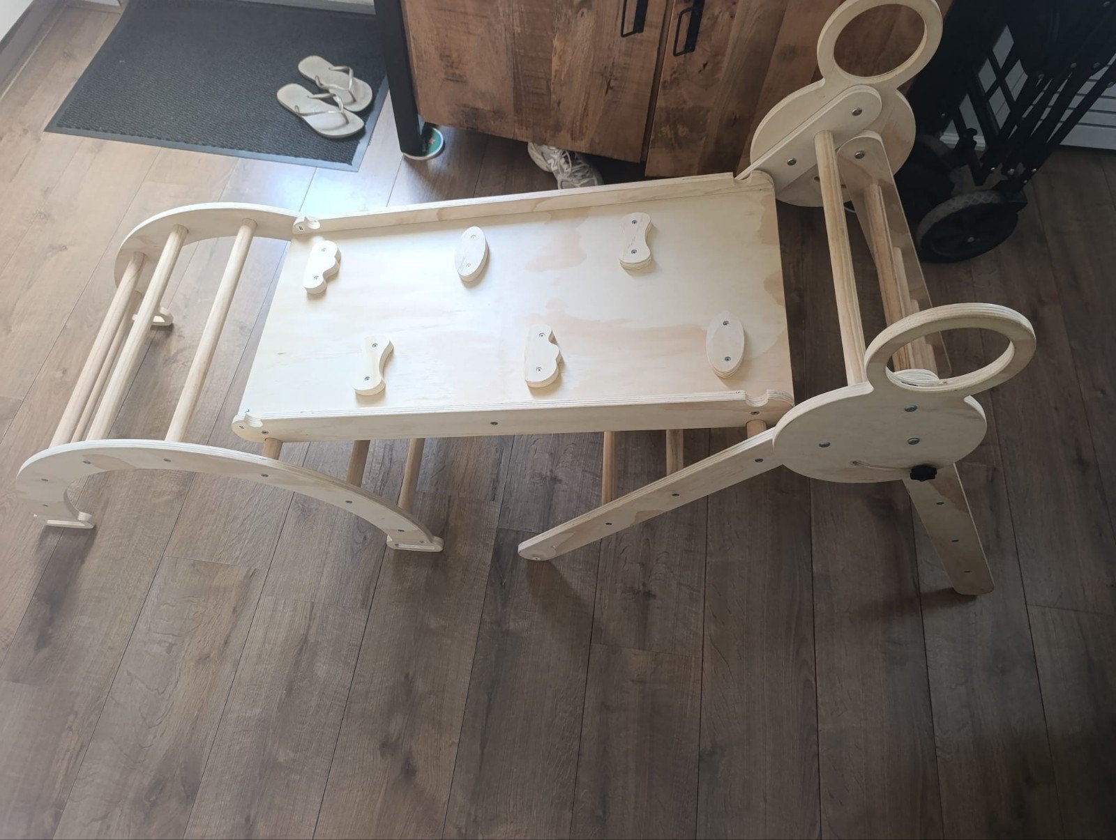 Houten klimrek met glijbaan en klimboog voor kinderen, Kinderen en Baby's, Ophalen, Zo goed als nieuw, Glijbaan