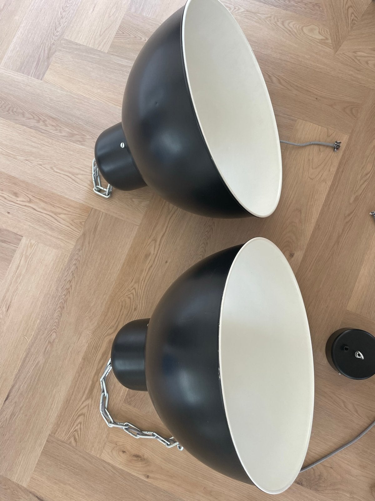 2 Industriële Hala Zeist lampen met plafondkappen, Ophalen, Gebruikt, Metaal, Vintage, industrieel