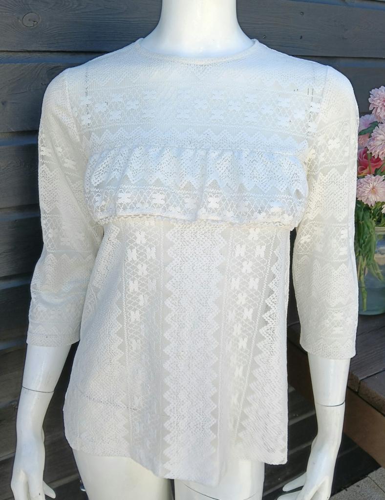 Witte kanten dames blouse, H&M, Wit, Ophalen of Verzenden, Zo goed als nieuw