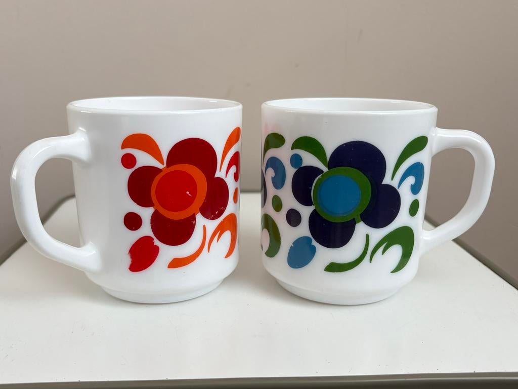 Arcopal Knorr Lotus Mokken - Set van 2, Huis en Inrichting, Keuken | Servies, Gebruikt, Ophalen of Verzenden, Glas, Overige stijlen