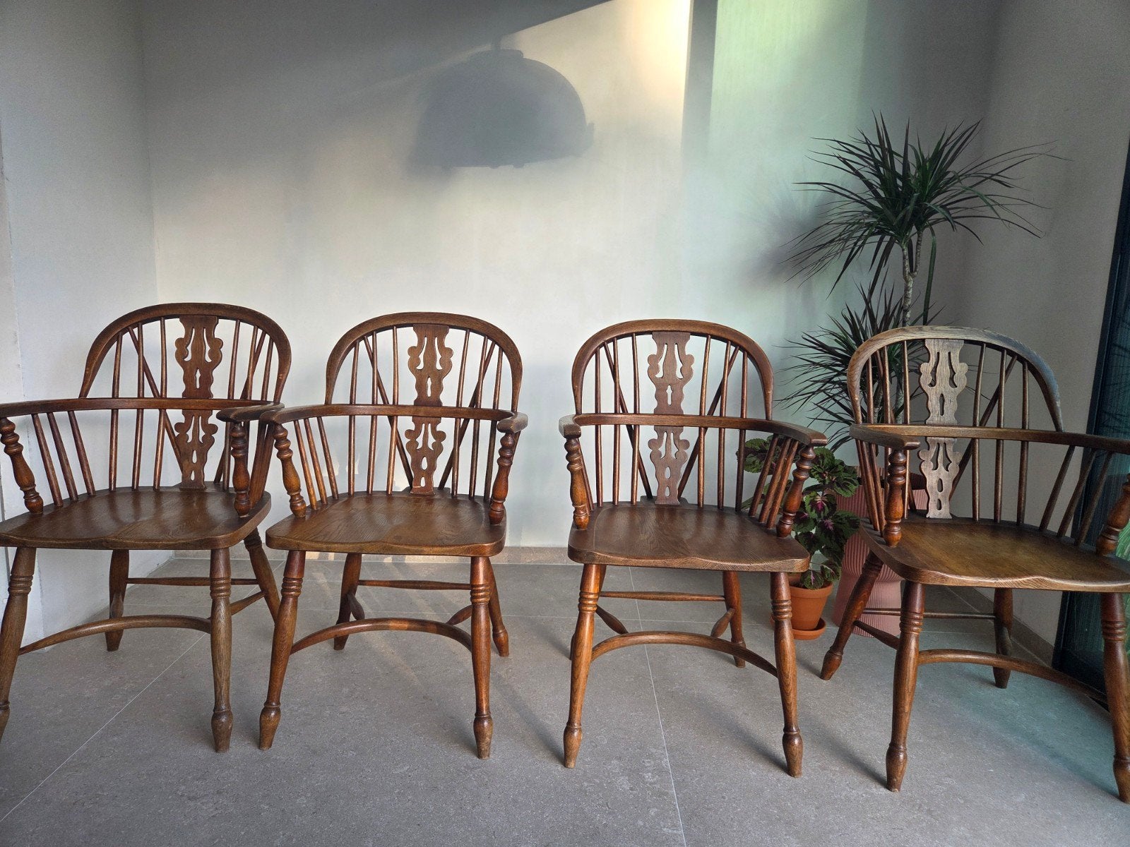 Set van 4 antieke Windsor stoelen met armleuningen, Ophalen
