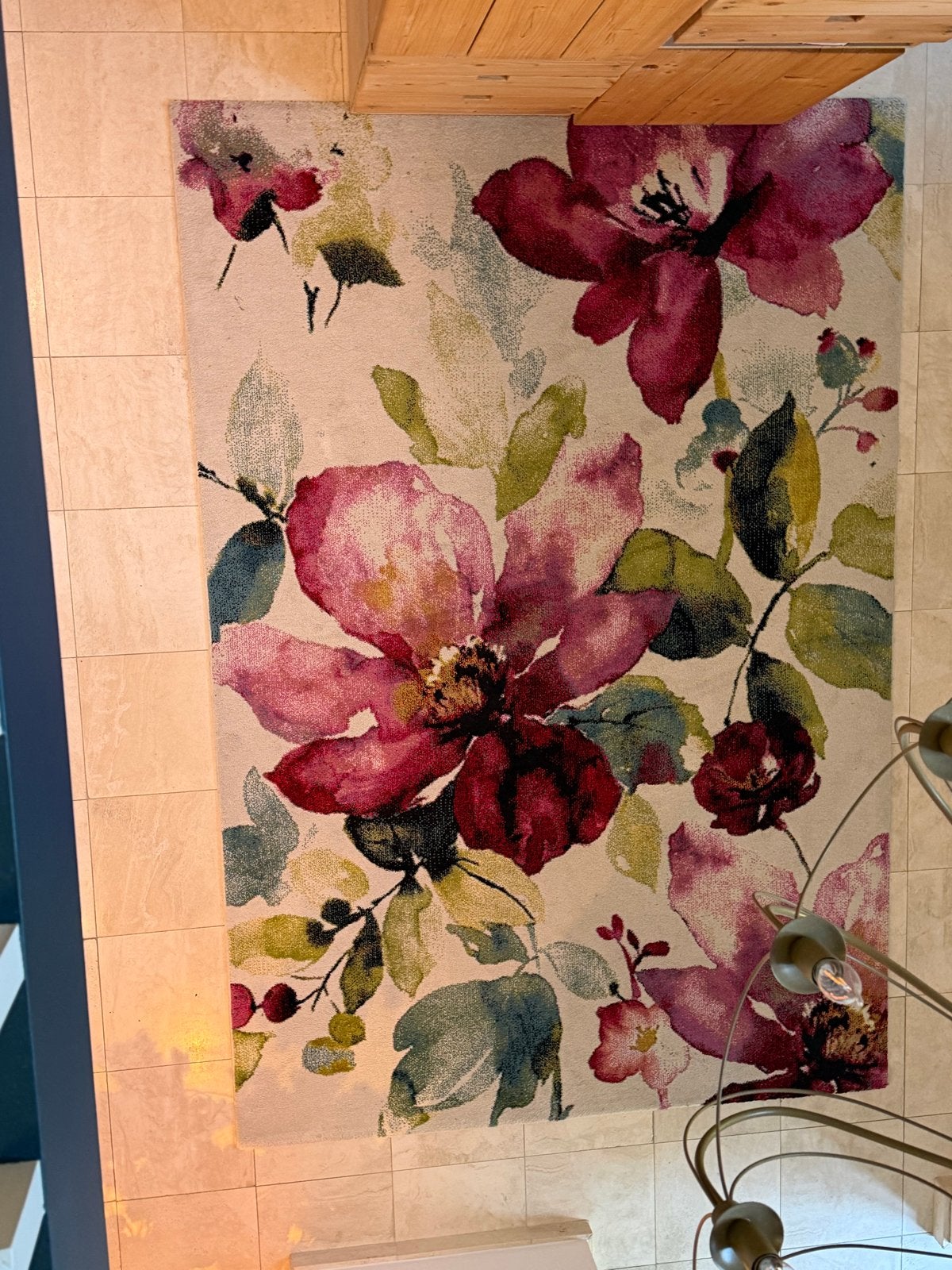 Vloerkleed met bloemenprint - 200x290 cm, Ophalen, Zo goed als nieuw, 200 cm of meer, Rechthoekig