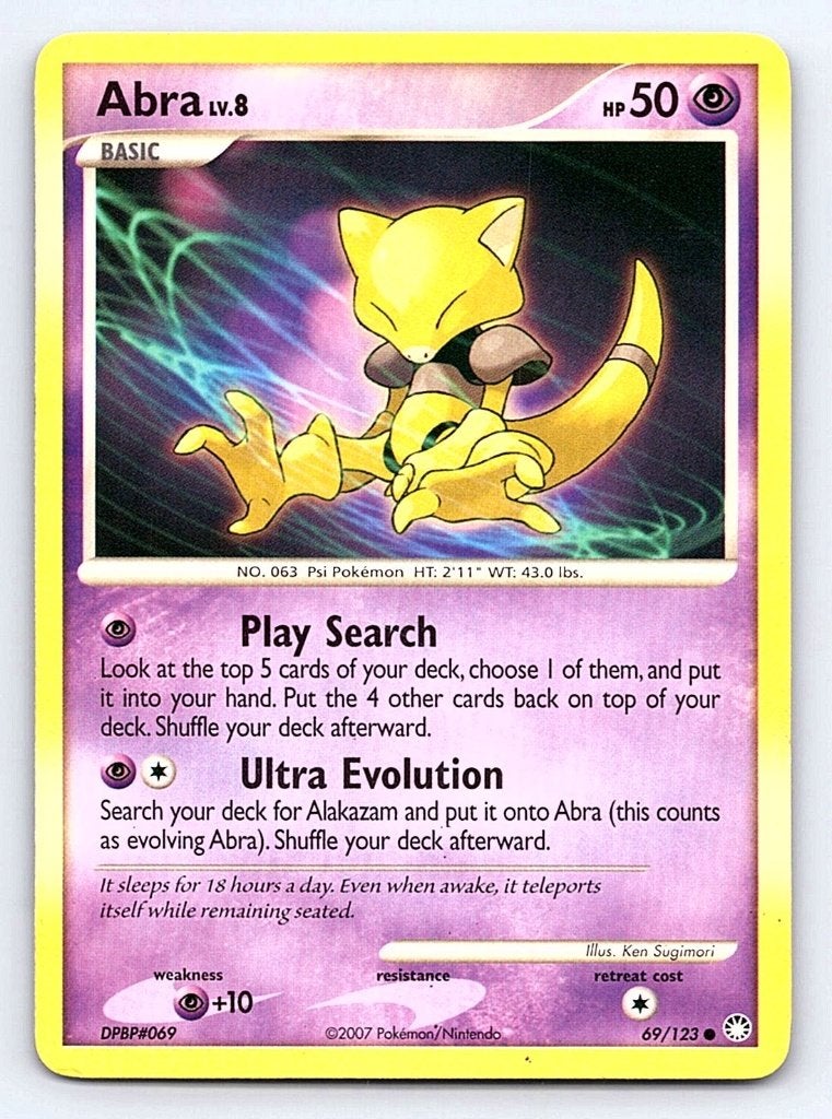Abra MT 69 non holo, Ophalen of Verzenden, Gebruikt, Losse kaart