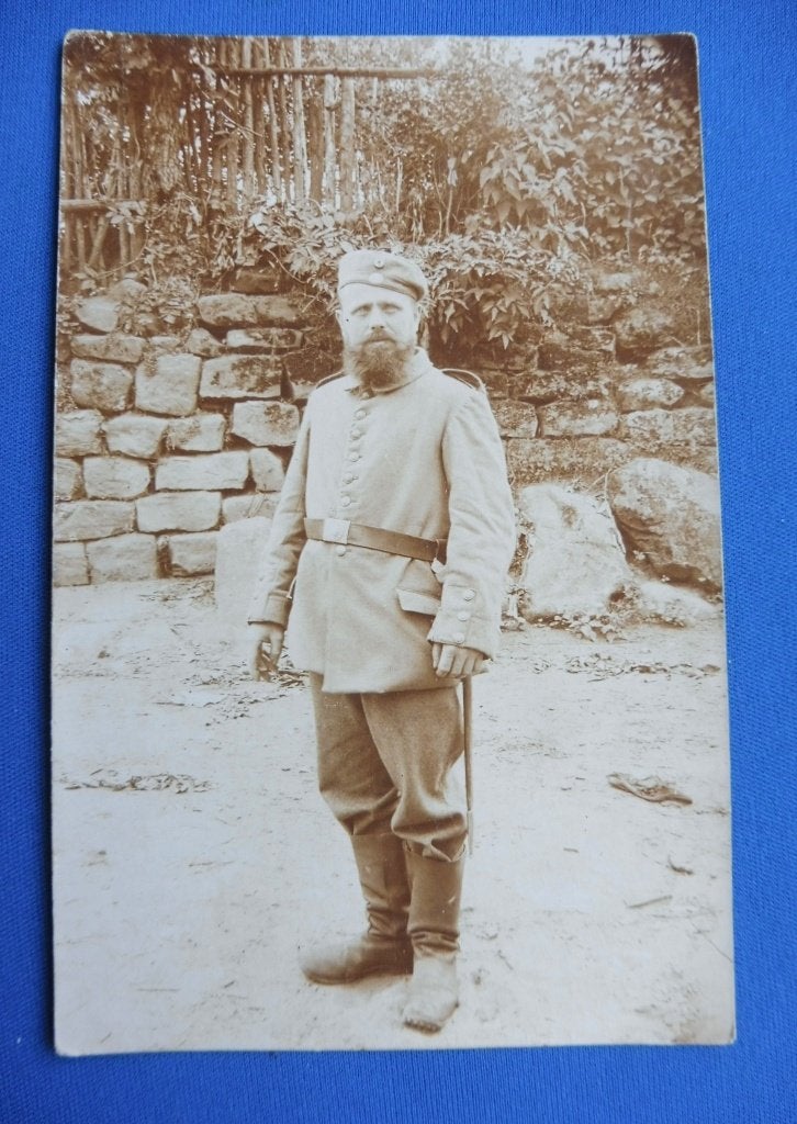 WO1 Feldpost/Fotokaart Portret "Frontschwein" met Baard (T), Verzamelen, Verzenden, Landmacht, Duitsland, Foto of Poster