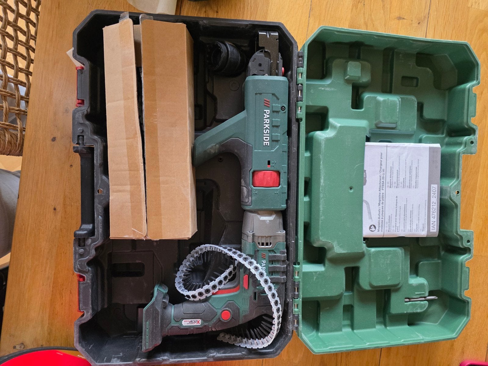 Parkside gipsplaatschroefmachine met schroeven, Ophalen of Verzenden, Zo goed als nieuw, Boor- en Schroefmachine