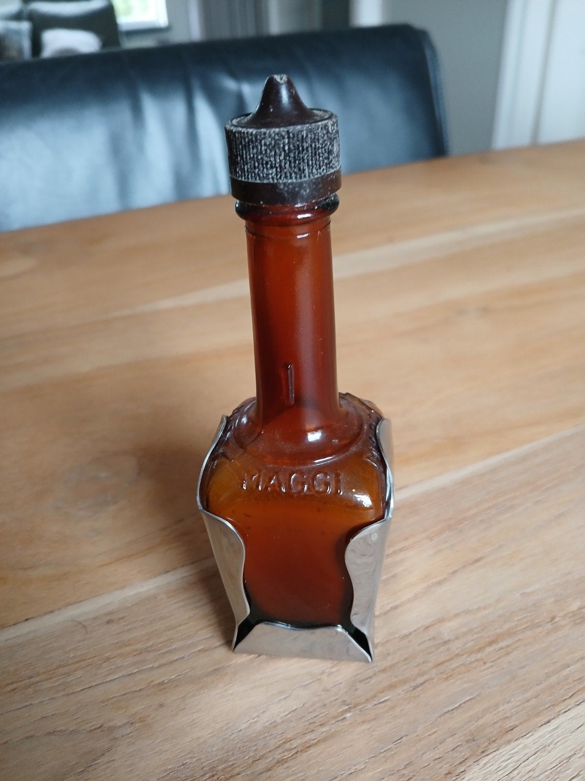 Maggi flesje met houder, Ophalen of Verzenden, Glas