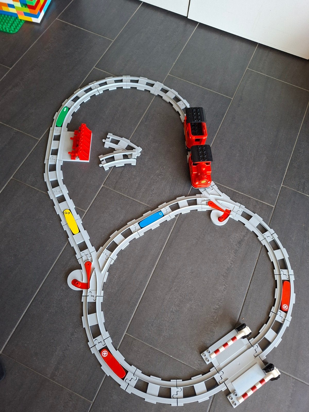 LEGO Duplo Trein op Batterijen, inc. wissels, wagons enz., Gebruikt, Ophalen of Verzenden, Duplo, Inclusief accessoires