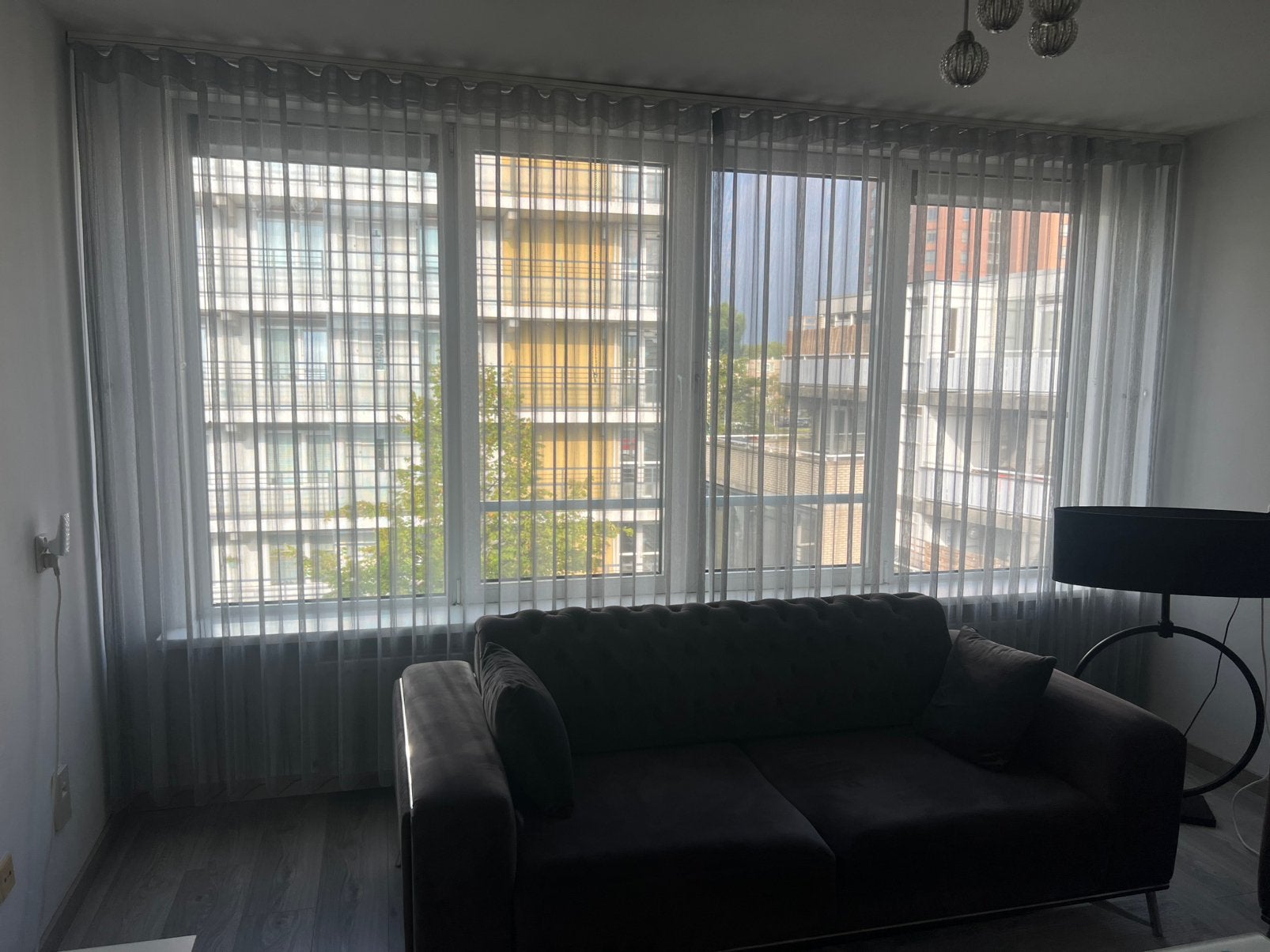 GloedNieuwe Gordijn /Wave/S Pile Perde, Huis en Inrichting, Ophalen of Verzenden, Zo goed als nieuw, Grijs, Gordijn