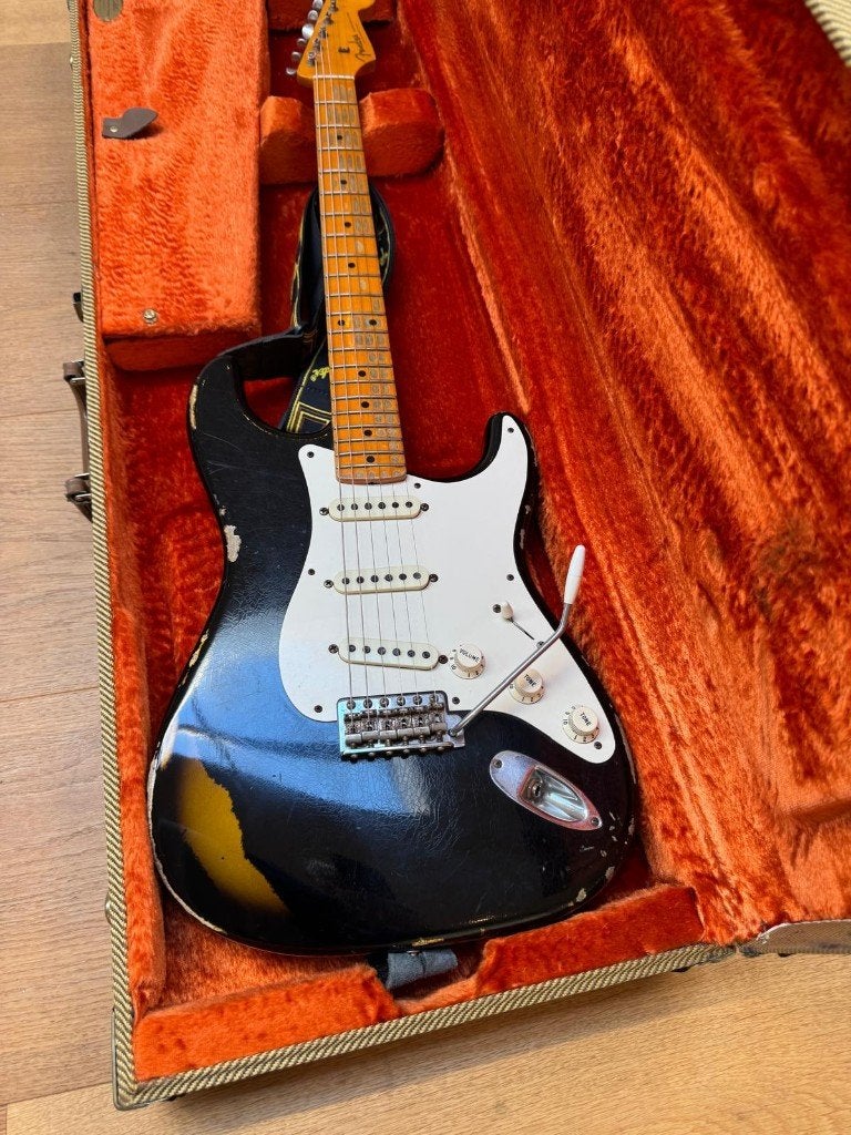 Fender Custom Shop 1957 Stratocaster Heavy Relic Faded Black, Ophalen, Zo goed als nieuw, Solid body, Fender