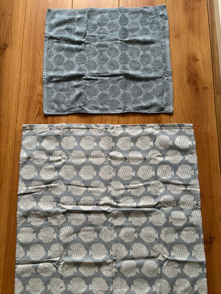 Thee-  en handdoek vis patroon Hema, Huis en Inrichting, Ophalen of Verzenden, Nieuw, Blauw, Theedoek of Handdoek