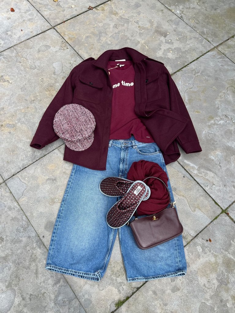 LONNEKE NOOTEBOOM X SHOEBY burgundy jack L/XL- TIEN Insta, Kleding | Dames, Maat 38/40 (M), TIEN concepts, -, Ophalen of Verzenden