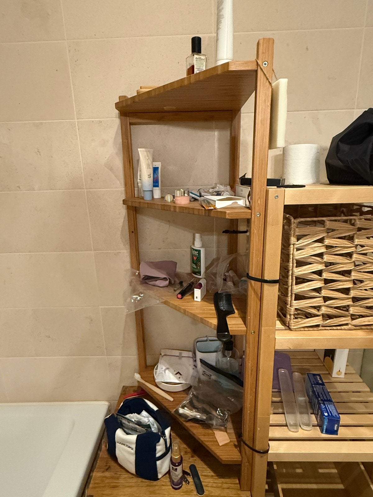 IKEA RÅGRUND Badkamerrek Bamboe met 4 planken, Ophalen, Gebruikt