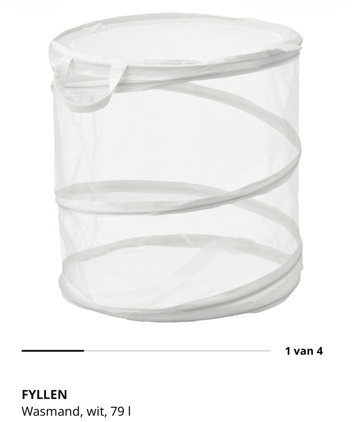 IKEA FYLLEN Wasmand (2 stuks) , wit, 79 liter, Ophalen, Zo goed als nieuw