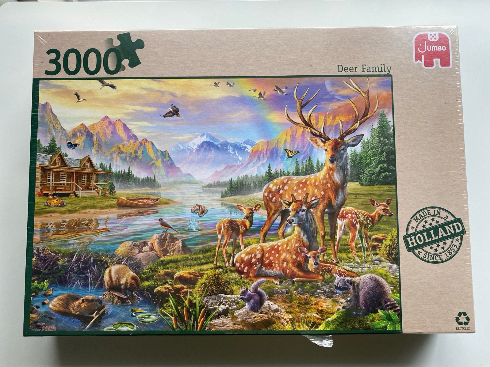 Jumbo Legpuzzel 3000 stukjes - Deer Family, Ophalen of Verzenden, Meer dan 1500 stukjes, Nieuw, Legpuzzel