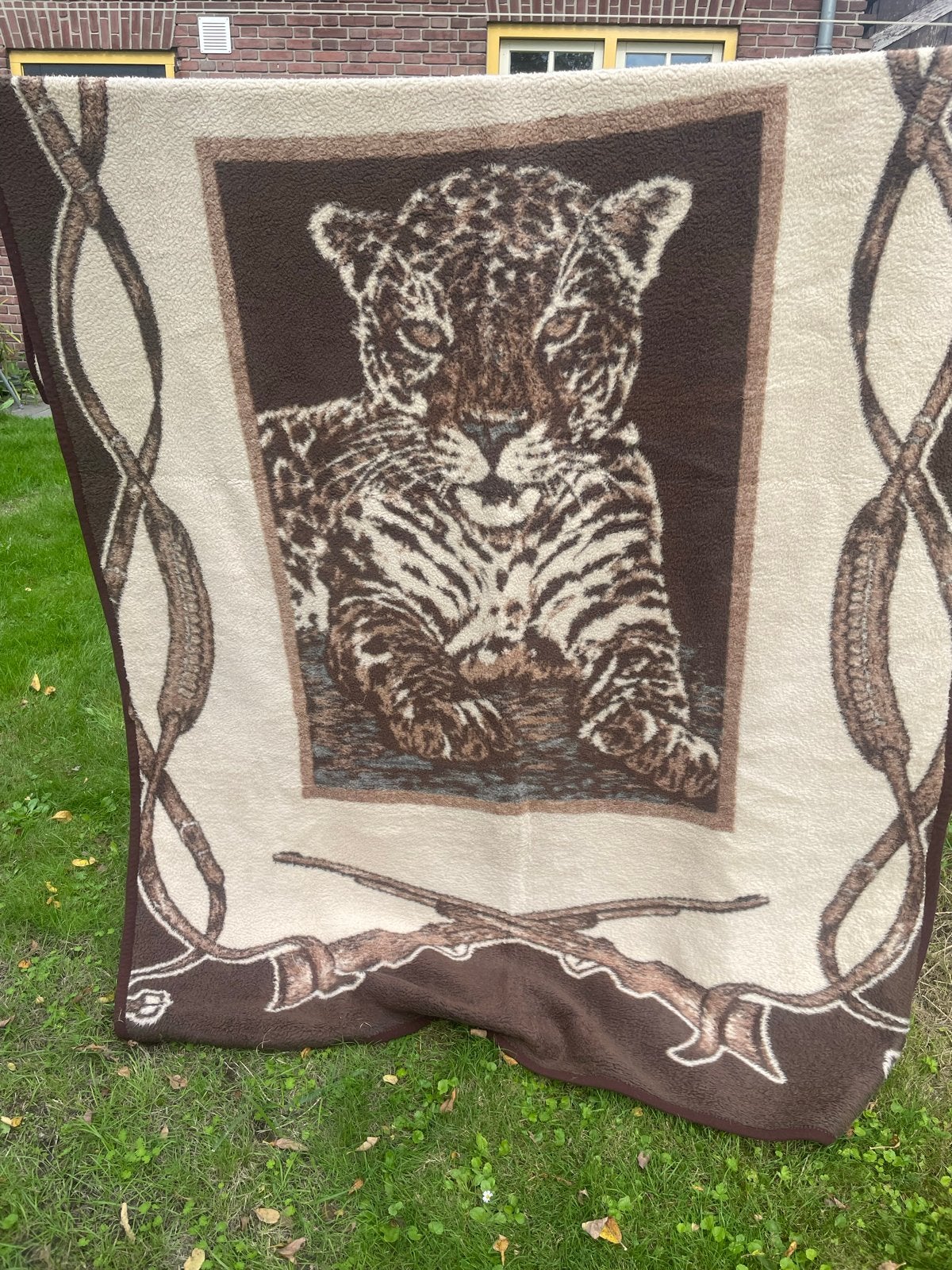 Dralon deken met luipaardprint - 230 x 150 cm, 100 tot 150 cm, Bruin, 200 cm of meer, Ophalen of Verzenden