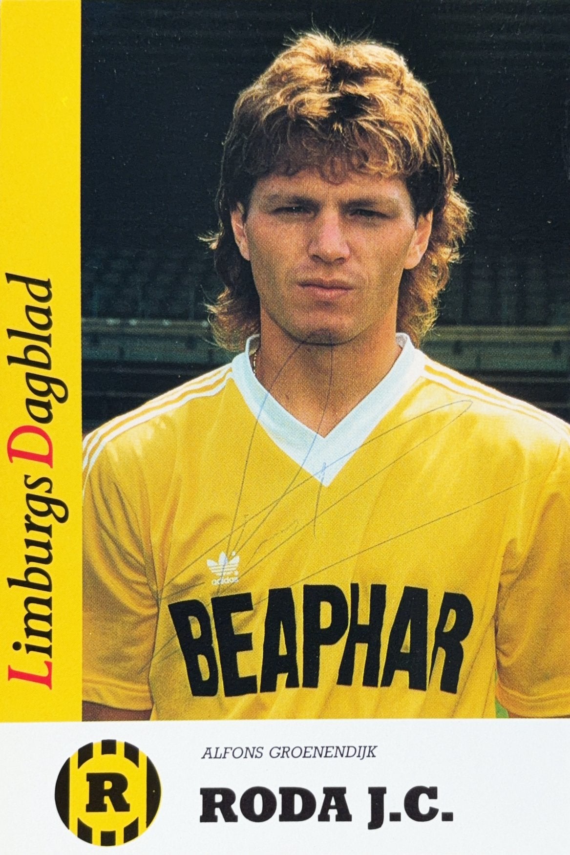 Spelerskaart Alfons Groenendijk - Roda JC Kerkrade - 1989/90, Verzamelen, Verzenden, Gebruikt, Roda JC, Spelerskaart