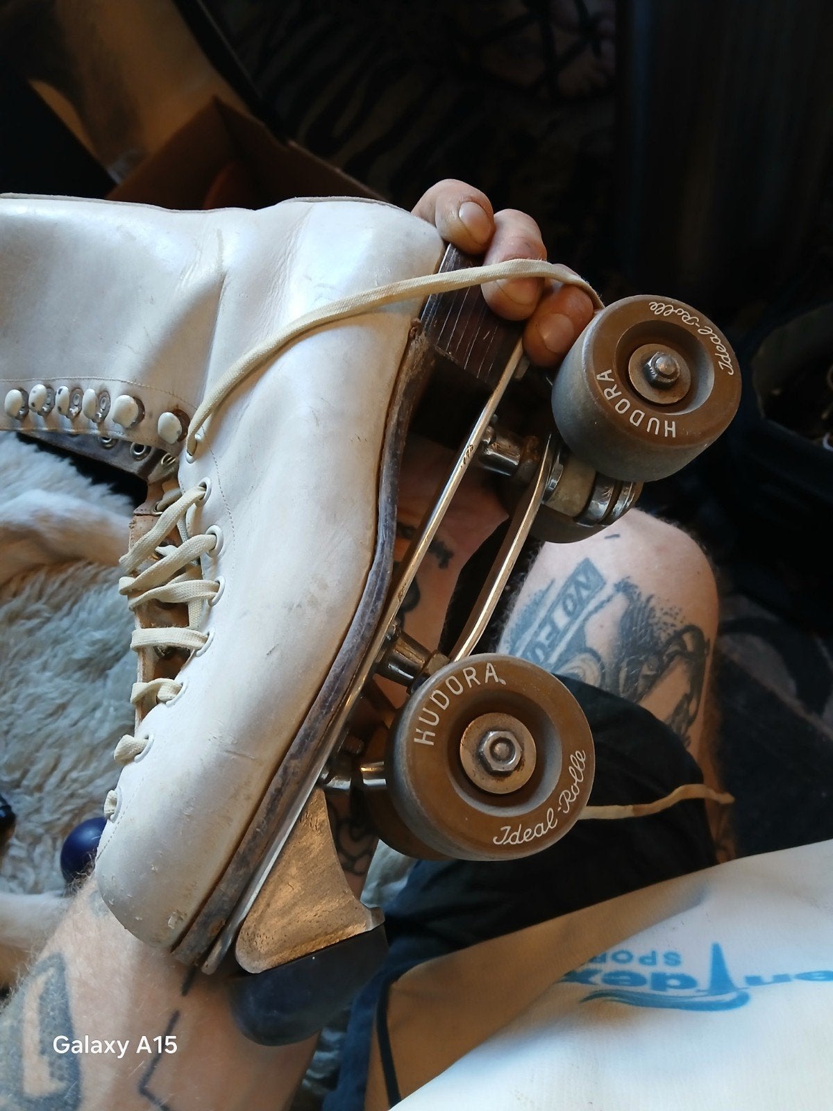 Vintage Hudora rolschaatsen met tas, Ophalen, Gebruikt, Overige typen, Overige merken