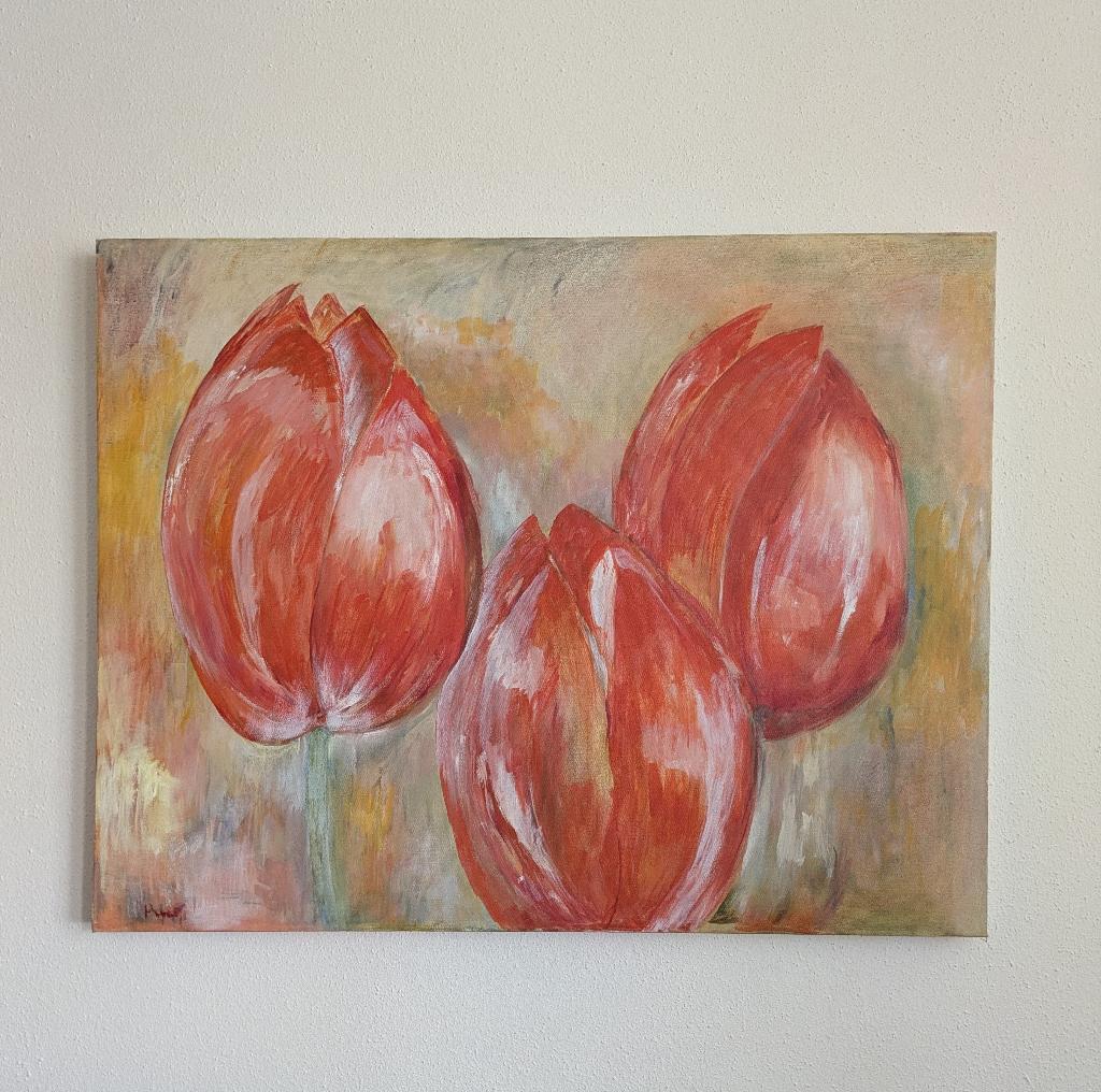 Schilderij met tulpen 90*70 cm, Ophalen
