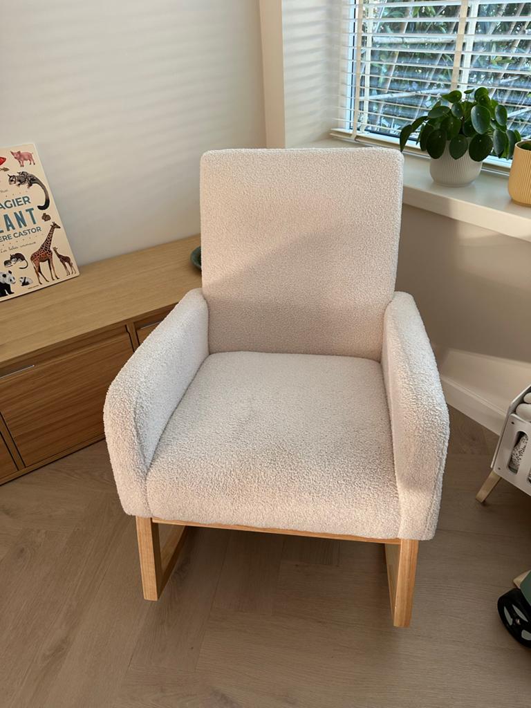SKLUM Bouclé Rocking Chair / Nursery Chair - Like New, Ophalen, Wit, Zo goed als nieuw, Eén