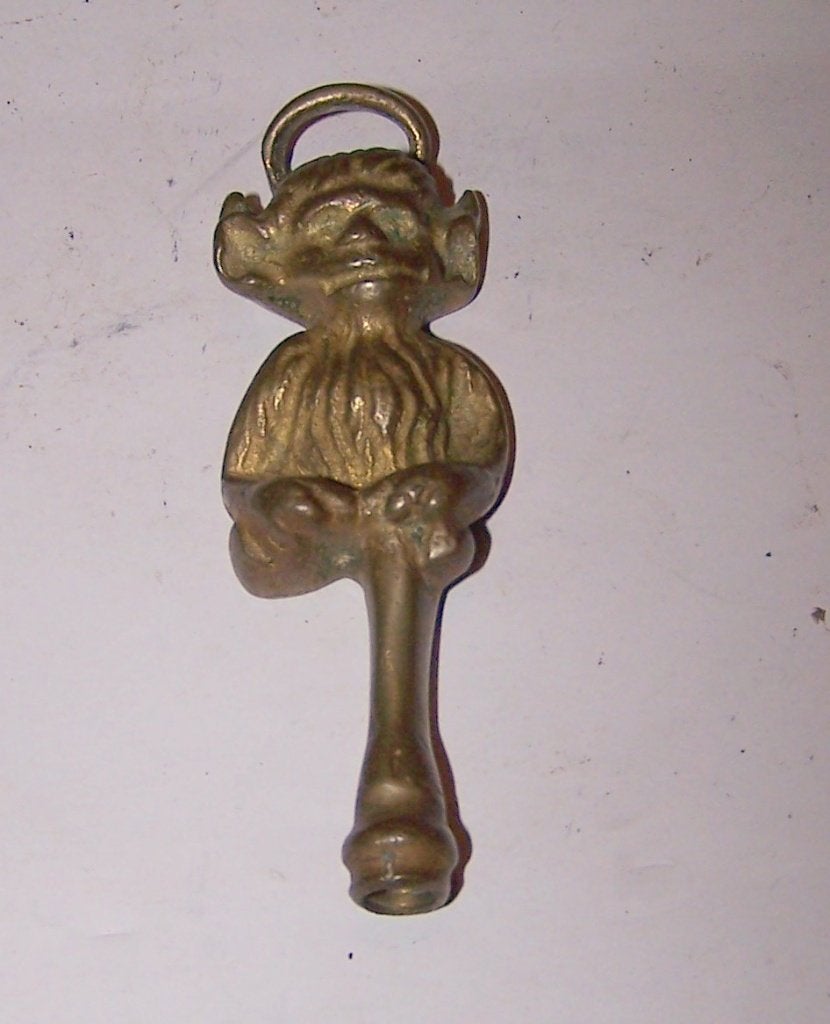 Antieke koperen Lincoln Imp deurklopper. L. 9cm. Izgs., Antiek en Kunst, Antiek | Koper en Brons, Ophalen of Verzenden, Brons