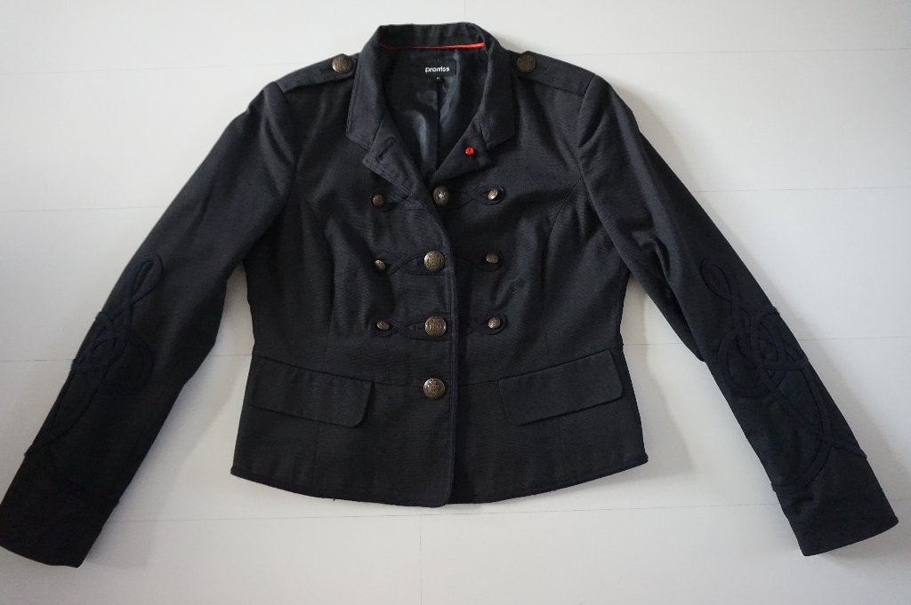 Promiss kort blauw marine jasje maritiem kabels mt 42 blazer, Promiss, Blauw, Maat 42/44 (L), Ophalen of Verzenden