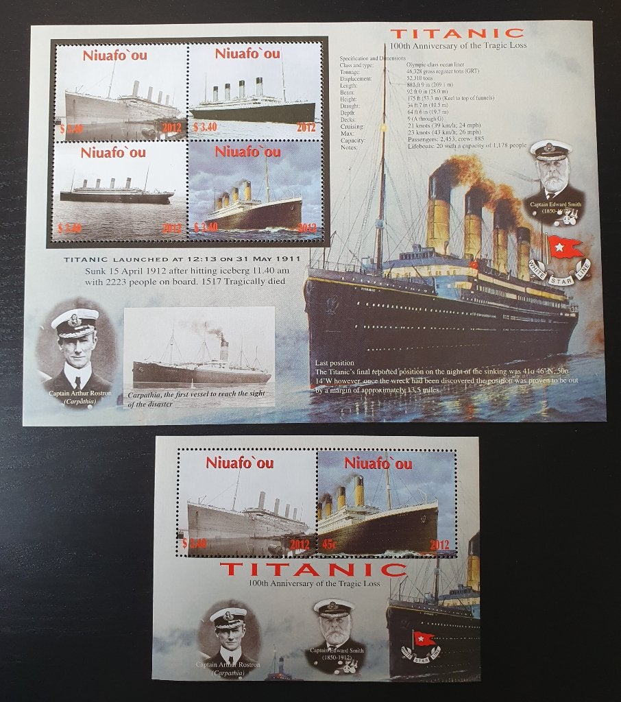 Niuafo'ou 2012 Titanic Schip Michel 469-472 + blok 43 pf, Postzegels en Munten, Verzenden, Postfris, Overige thema's
