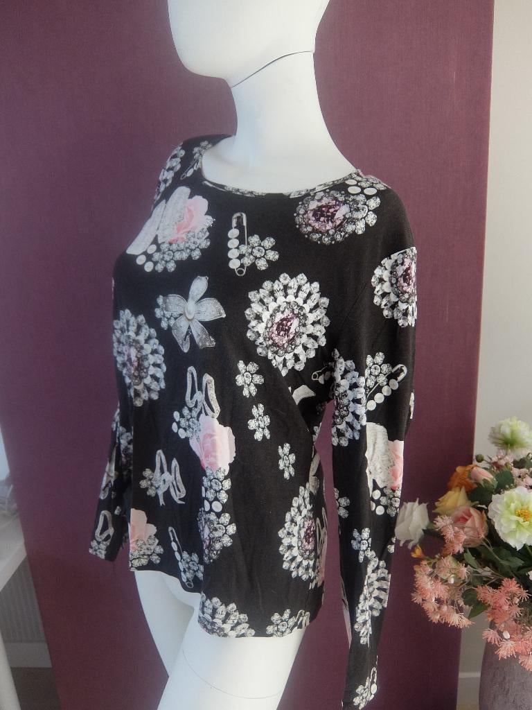 Eugen Klein top met glitter en schouder vullingen, L-XL, Zwart, Maat 42/44 (L), Ophalen of Verzenden, Zo goed als nieuw