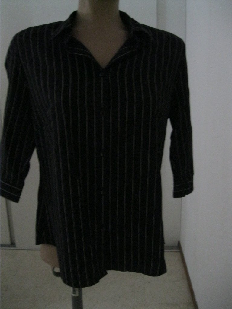 maat L, (44) 1 z.g.a.n. C&A blouse zwart met streepje 65 cm., Zwart, Maat 42/44 (L), Ophalen of Verzenden, Zo goed als nieuw