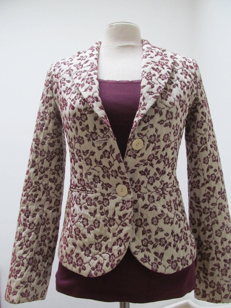 Colbert maat 34, ecru met bordeaux rood dessin, H&M, Overige kleuren, Ophalen of Verzenden, Zo goed als nieuw
