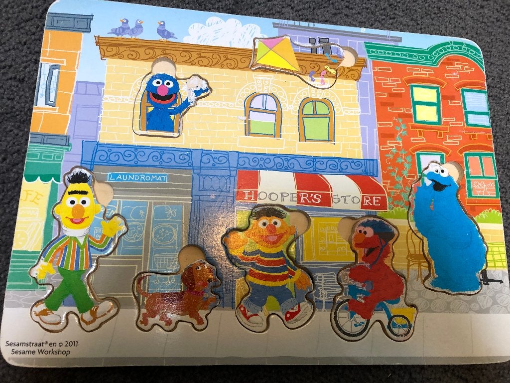 puzzel sesamstraat, Ophalen of Verzenden, Minder dan 10 stukjes, Gebruikt, 2 tot 4 jaar