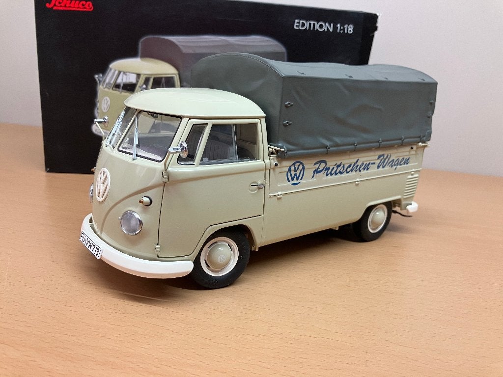 Volkswagen T1b Pick-up met huif  1959  1/18 Schuco, Ophalen of Verzenden, Nieuw, Auto, Overige merken