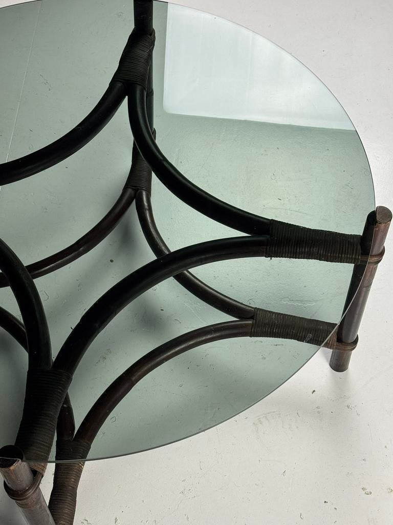 Rotan Salontafel met glazen blad, Ophalen