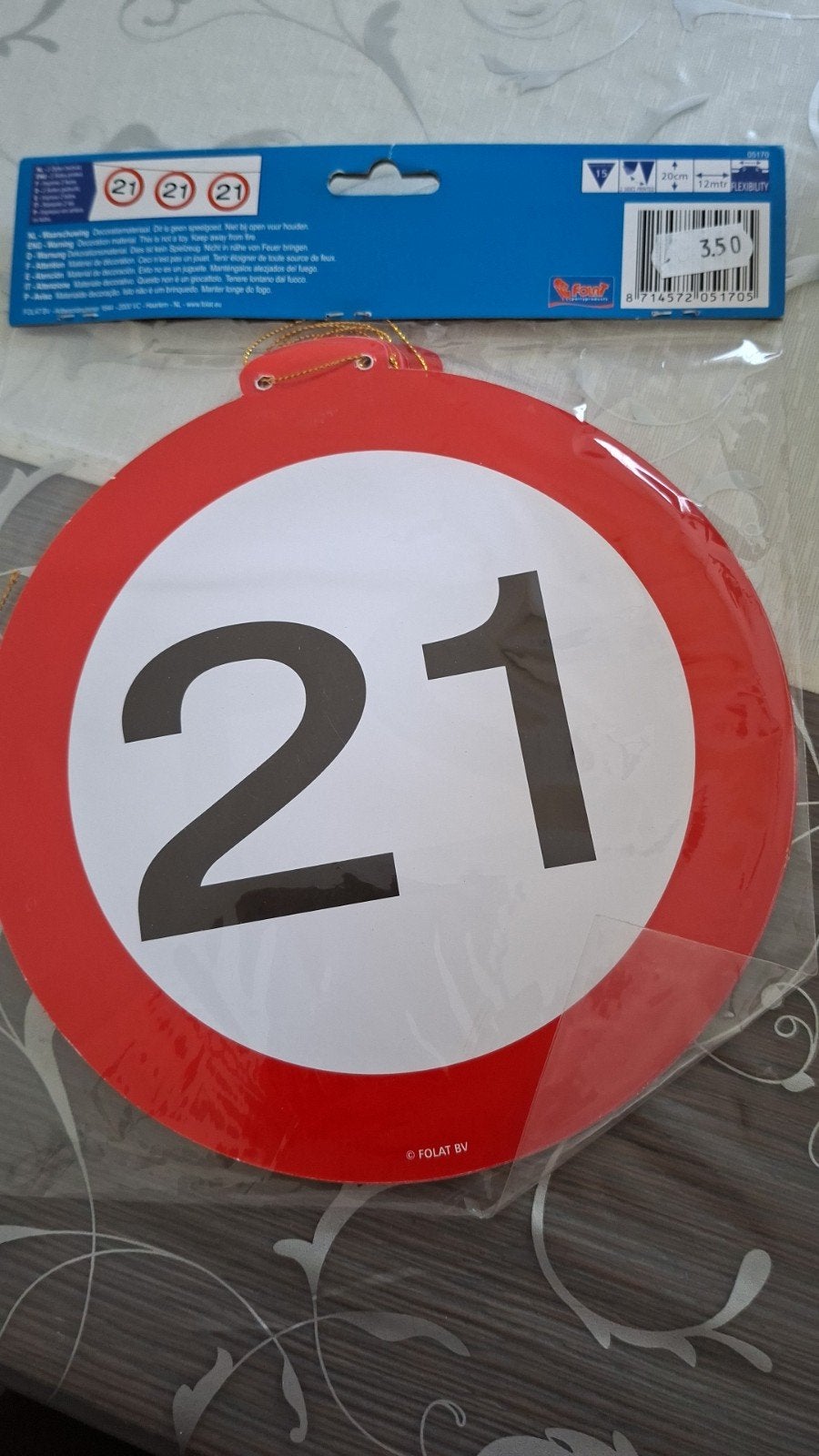 Feestslinger 21 jaar nieuw in verpakking., Hobby en Vrije tijd, Ophalen, Nieuw, Versiering, Verjaardag
