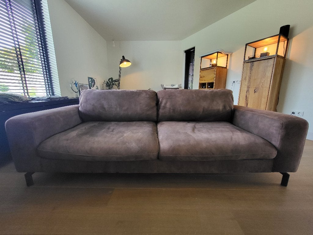 2,5 zits bank donkerbruin microleder Sanders Wonen, Ophalen, Gebruikt, Overige maten, 75 tot 100 cm
