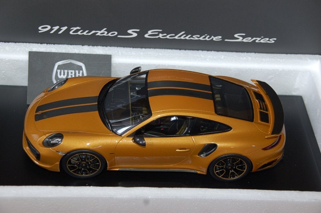 1:18 PORSCHE 911 991 TURBO S exclusive gold Spark WRH, Verzenden, Zo goed als nieuw, Auto, Overige merken