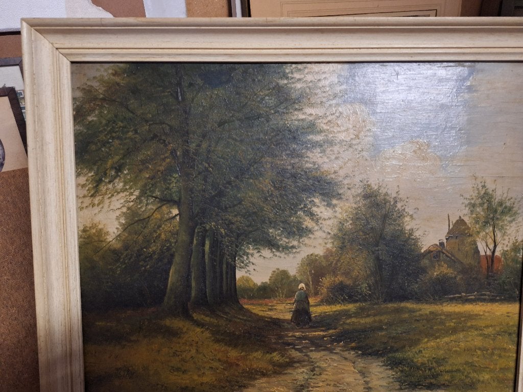 Schilderij, Paneel, Ophalen of Verzenden, Landschap, Olieverf