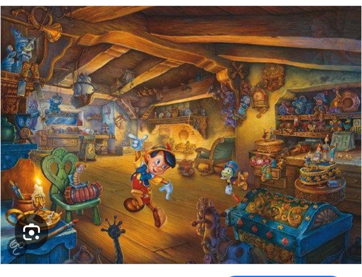 Ingelijste Pinokkio Puzzel 1000 Stukjes, Huis en Inrichting, Ophalen, 50 – 75, Gebruikt, Overige typen