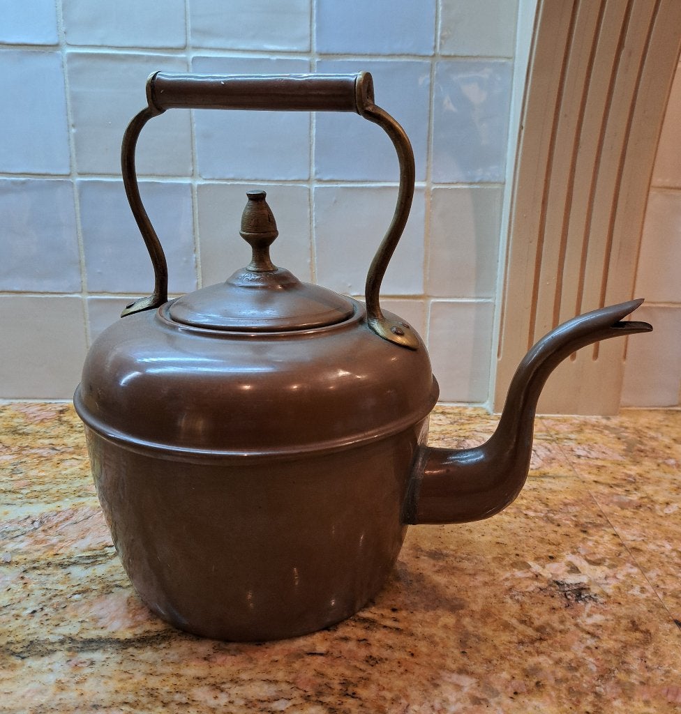 Grote antieke rood koperen ketel theepot waterketel, Verzenden