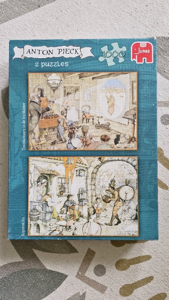 Anton Pieck puzzels - 2 in 1 elk 1000 stukjes, Hobby en Vrije tijd, Ophalen of Verzenden, 500 t/m 1500 stukjes, Zo goed als nieuw