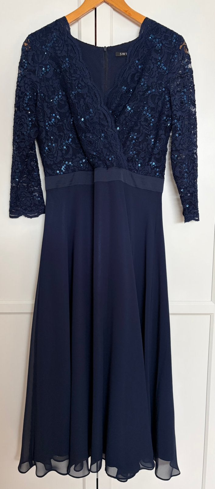 SWING avondjurk / swing jurk – maat 40 (L), Maat 38/40 (M), Galajurk, Blauw, Ophalen of Verzenden