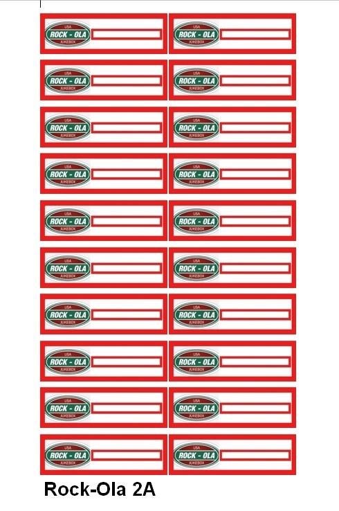 ROCK-OLA JUKEBOXEN, logo titelkaartjes voor 45 RPM boxen, Ophalen of Verzenden, Nieuw, 1950 tot 1960, Rock Ola