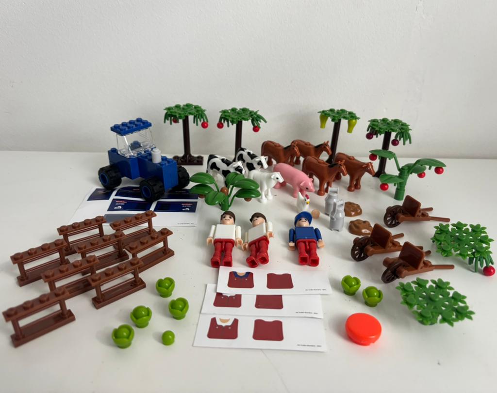 Jan Linders boerderij bricks bouwblokken + tractor, Overige supermarkten, Ophalen of Verzenden