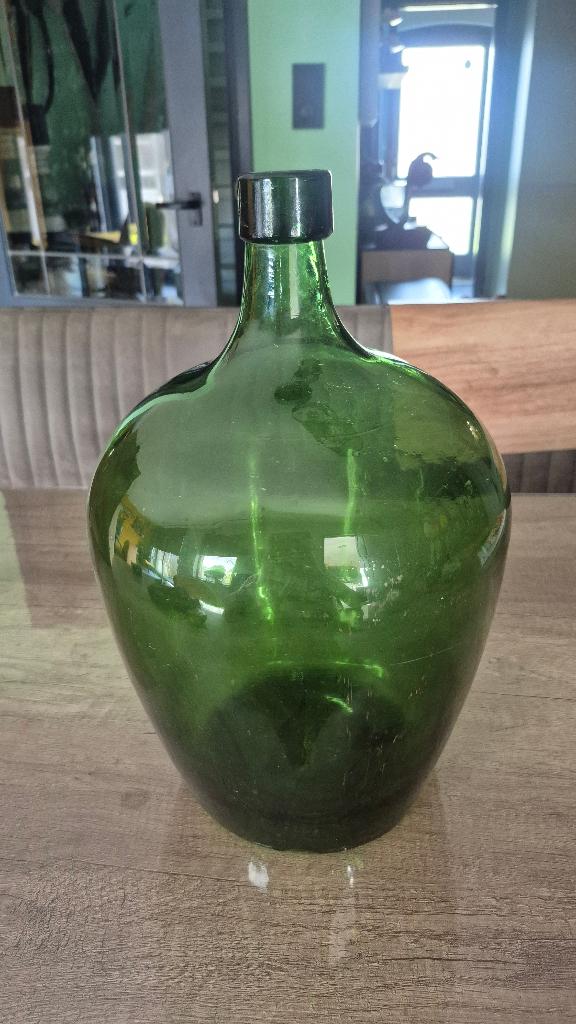 Vintage groene gistfles (41 cm), Ophalen of Verzenden, Minder dan 50 cm, Groen, Glas