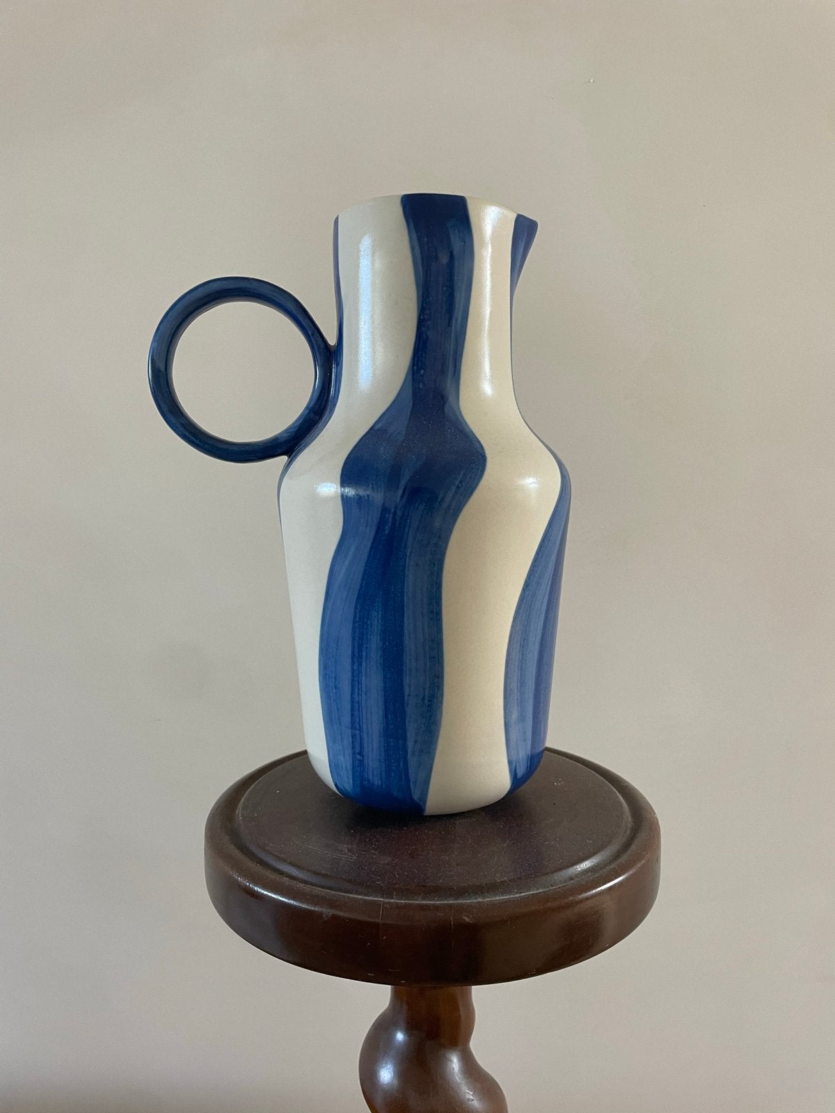 Waterkan H&M Home - Blauw/Wit gestreept, Ophalen of Verzenden, Zo goed als nieuw, Steen/keramiek, Met patroon/structuur