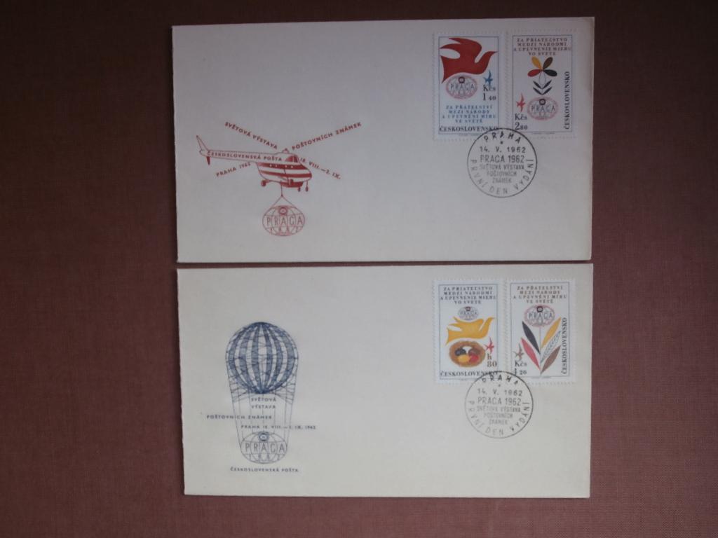 TSJECHOSLOVAKIJE 1962; 2 FDC'S PRAAG 62, Postzegels en Munten, Verzenden, Onbeschreven, Europa