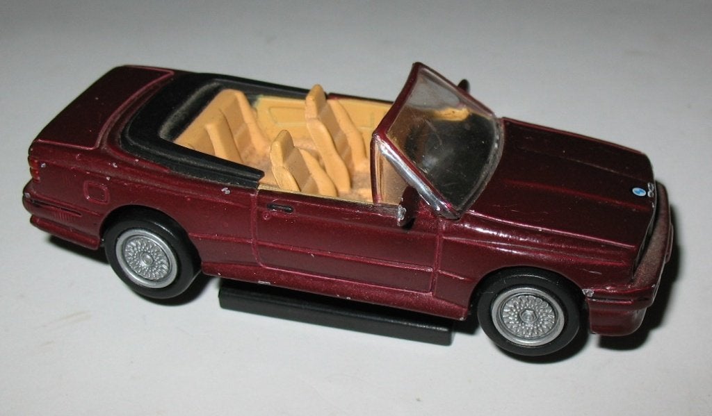 BMW M3 Cabrio 10cm roodbruin op standaardje New-Ray 1/43, Ophalen of Verzenden, Gebruikt, Auto, Overige merken