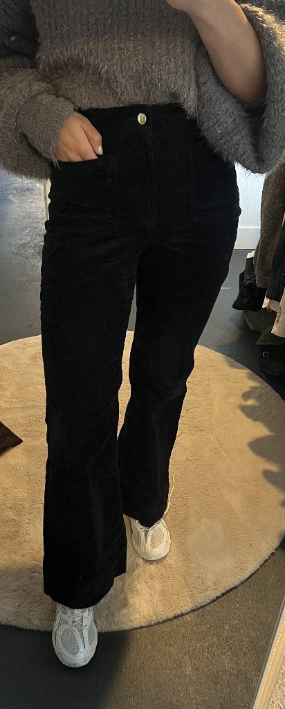 Rib broek donkerblauw, H&M, Blauw, Maat 42/44 (L), Ophalen of Verzenden
