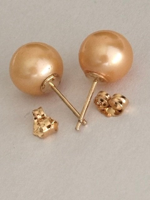 Parel Oorbellen Zuidzee Gele Parels 9mm 14K, Sieraden, Tassen en Uiterlijk, Geel, Nieuw, Ophalen of Verzenden, Knopjes of Stekers