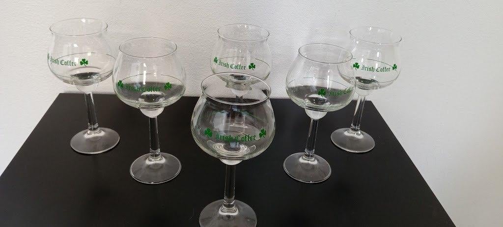 6 Vintage Irish Coffee glas met groene tekst., Verzamelen, Glas en Borrelglaasjes, Ophalen of Verzenden, Nieuw, Overige typen